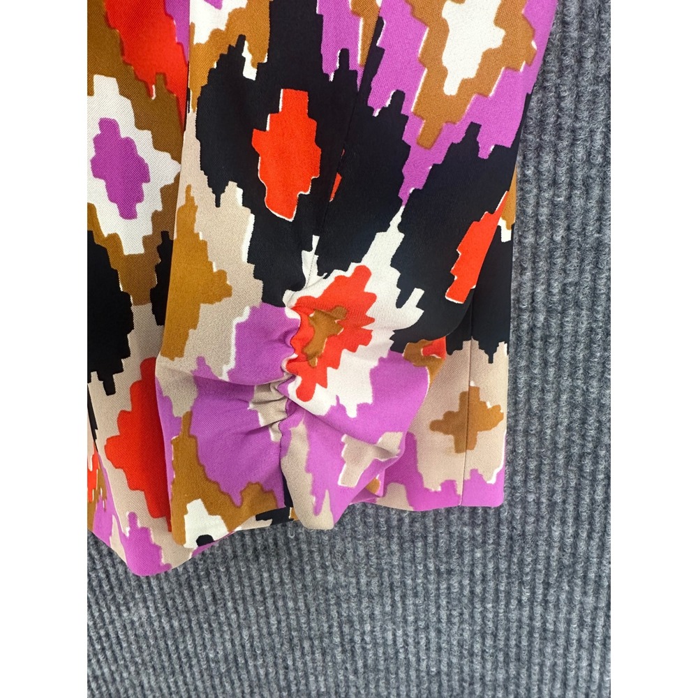 Kasper Blazer Women 16 Multicolor Excellent Geometric Ruched 3/4 Sleeve Cropped - Picture 4 of 8